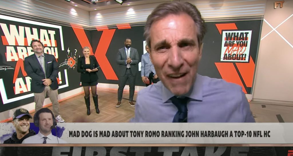 Chris Russo went on a rant on "First Take," criticizing Tony Romo's NFL knowledge and blasting Bill Belichick's recent media behavior.