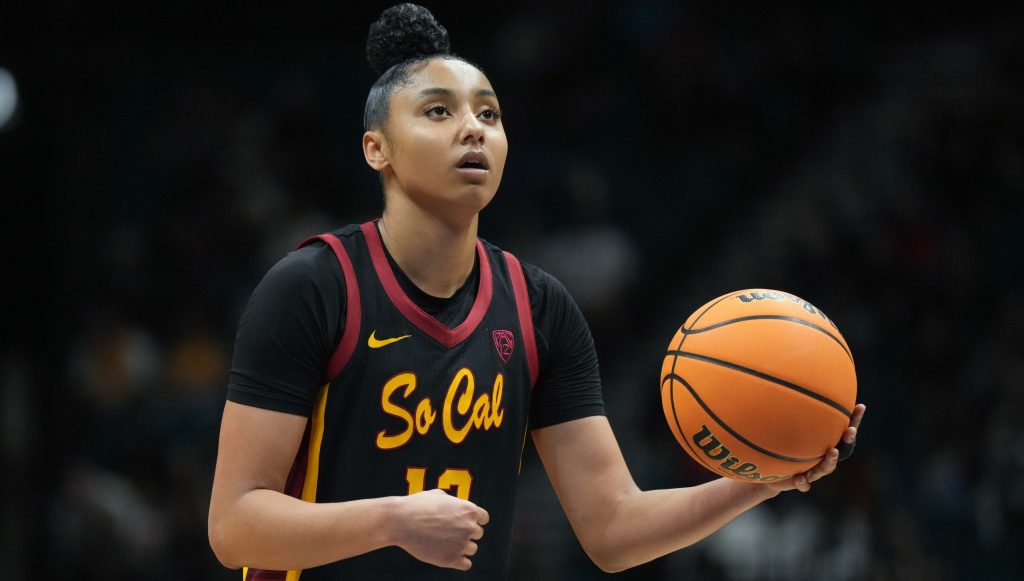 Southern California Trojans guard JuJu Watkins (12) against Stanford Cardinal