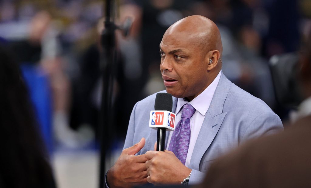 Jun 12, 2024; Dallas, Texas, USA; NBA TV analyst Charles Barkley talks on set before game three of the 2024 NBA Finals between the Boston Celtics and the Dallas Mavericks at American Airlines Center.