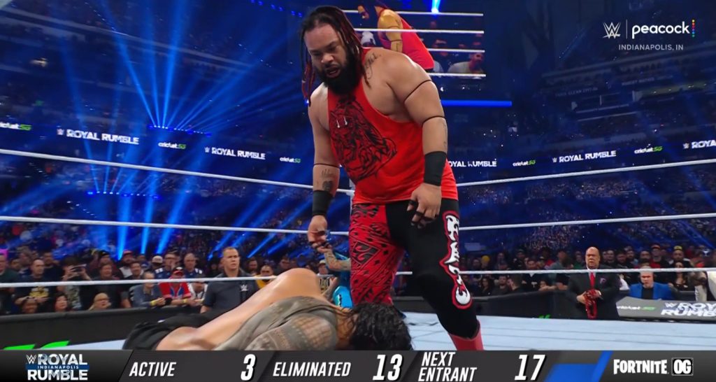 Jacob Fatu during the 2025 men's Royal Rumble match. Photo Credit: WWE/Peacock